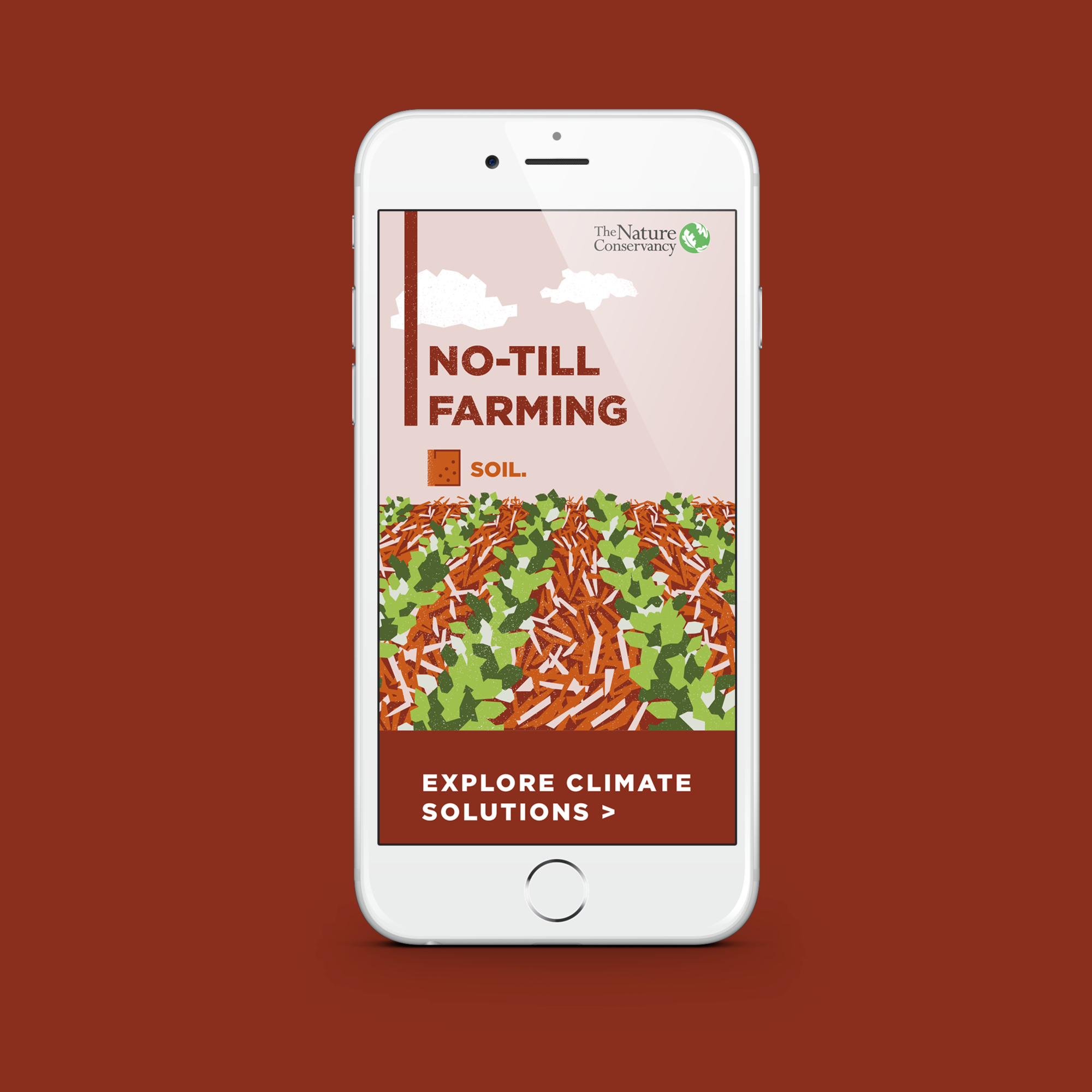 Smartphone Mockup of Nature Conservancy's Trees Water Soil Campaign