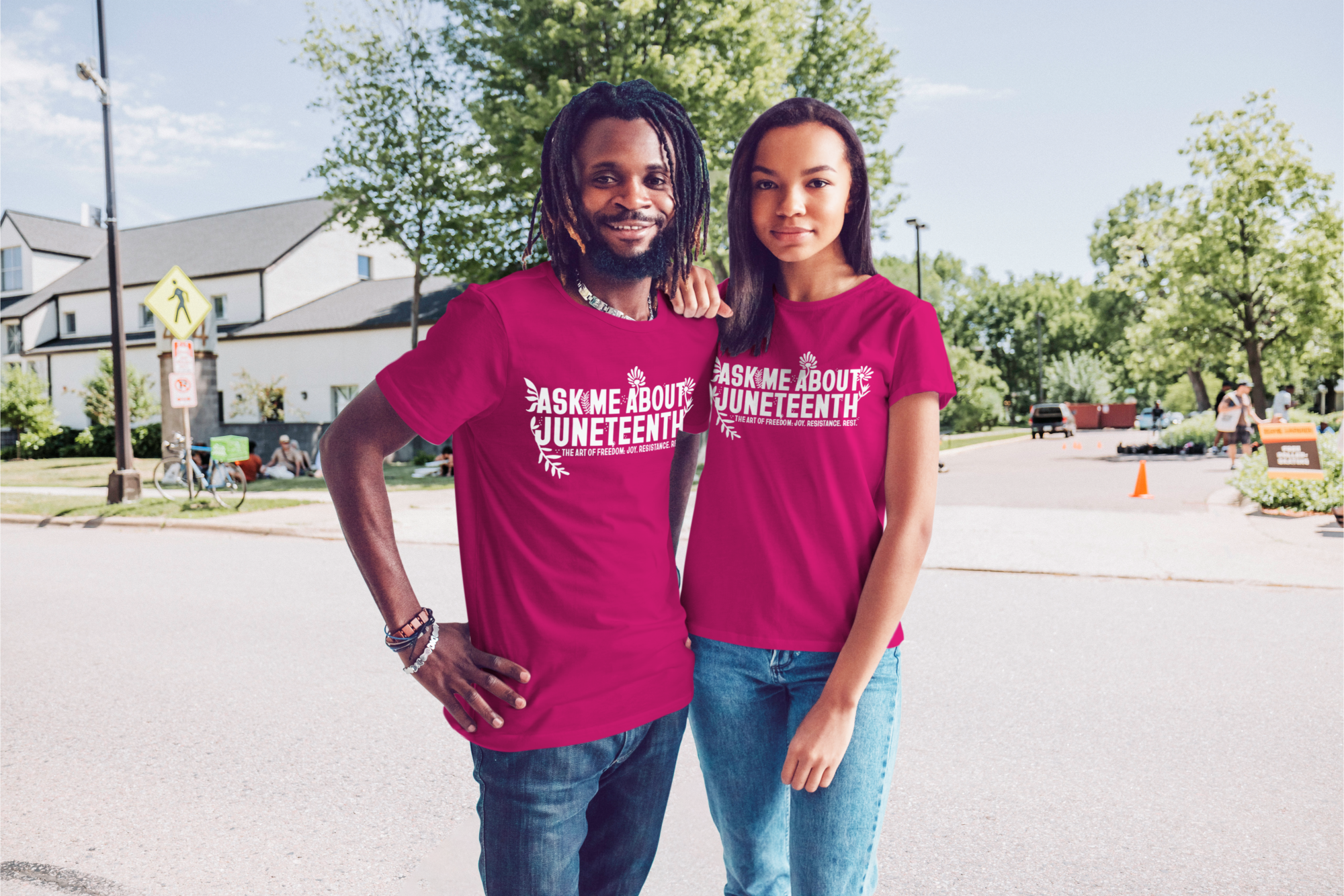 A pair wearing T-shirts from University of Minnesota Juneteenth 2023