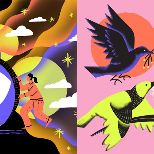 Header image from Filling the Well featuring eyes and birds