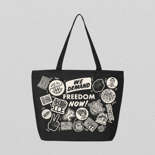 Revolt Buttons Black Tote Bag