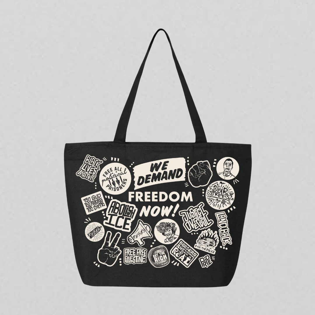 Revolt Buttons Black Tote Bag